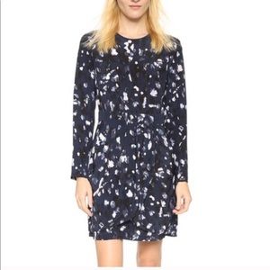 Club Monaco 100% silk navy long sleeve mini dress